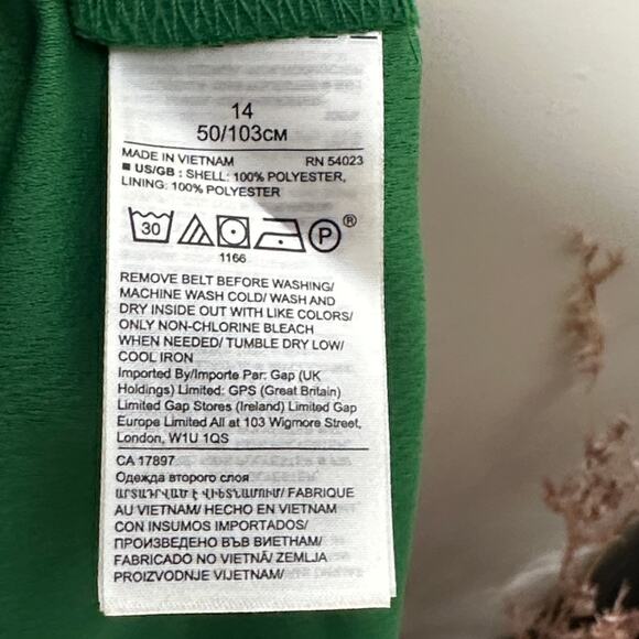 BANANA REPUBLIC Button Front Wide Leg Crop Crepe Jumpsuit Kelly Green Sz 14 {P3} - Picture 6 of 7